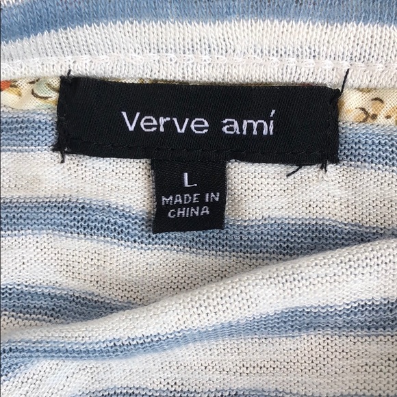 Verve ami v neck, striped, button down, front top - Picture 9 of 10
